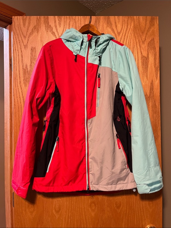 Volcom Jackets & Blazers - Volcom Colorblock Ski Jacket in Red, Mint & Gray